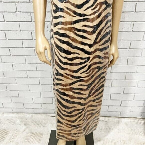 J.Crew Gwyneth Sequin Slip Dress in Zebra Stripe – Women’s Size 8 - Picture 3 of 8